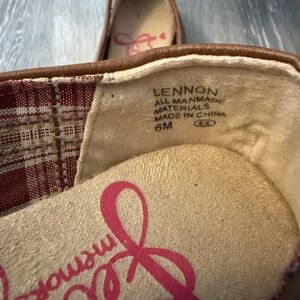 Women's Plaid Slip-On Shoes - Red and Brown